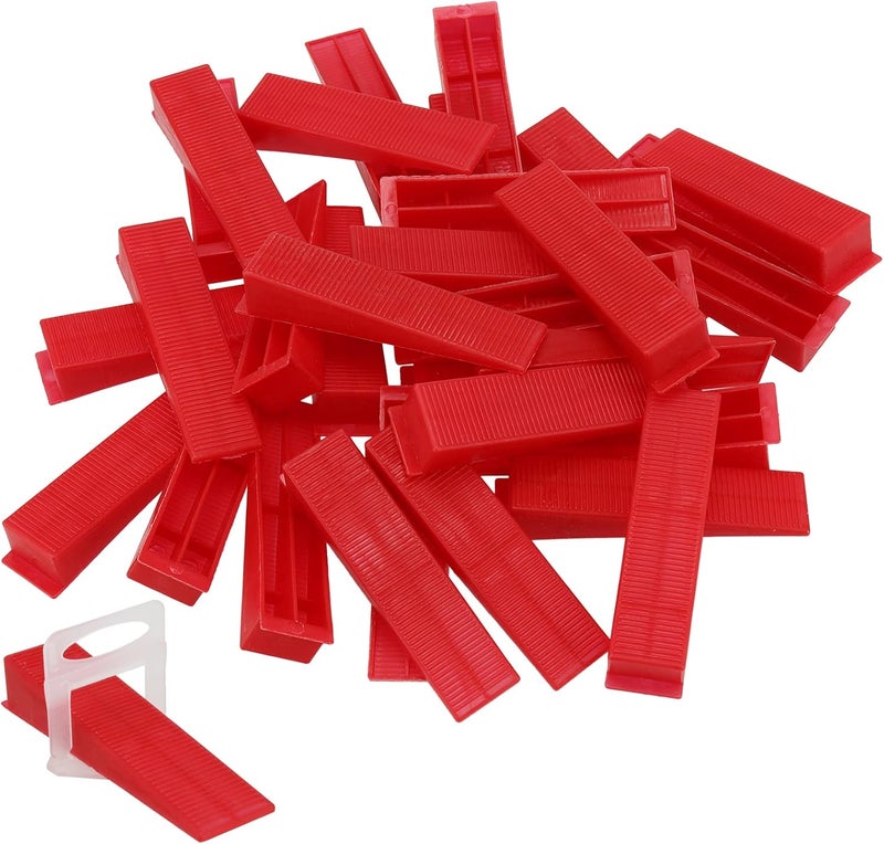 FUNSUEI 600 PCS Tile Leveling Wedges, Reusable Wedges, DIY Leveling System Wedges for Tile and Stone Installation, Fits 1/8, 1/16, 1/32 Inch Spacers, Red - Image 1